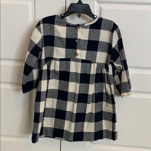 Zara girls buffalo check dress in navy/ivory 5T